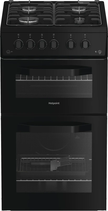 Image of Hotpoint HTG5GCB 50cm wide Single Oven Gas Cooker - Black - A+/A Rated