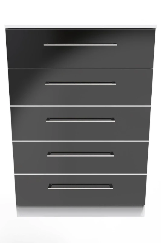 Image of Chester 5 Drawer Chest In Black & White (Ready Assembled)