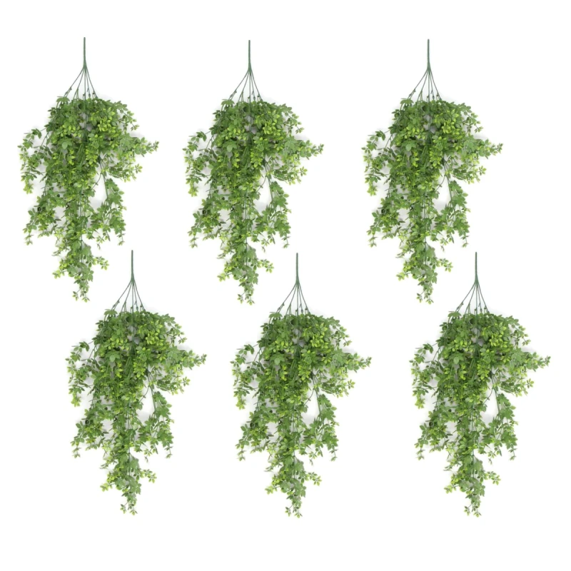 Image of N/A Pack of 6 x Hanging UV and Fire Resistant Artificial Forest Foliage Plant 81cm
