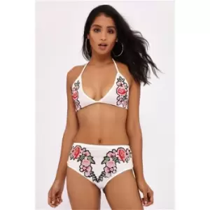 Image of I Saw It First Embroidered High Waist Bikini Bottoms - White