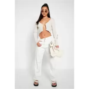 Image of I Saw It First Ecru Straight Leg Jeans - White