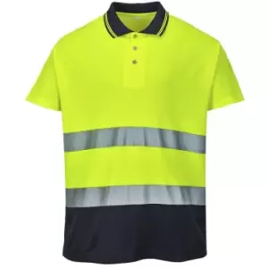 Image of Portwest S174YNRXXXL - sz 3XL Two Tone Cotton Comfort Polo - Yellow/Navy - Yellow/Navy