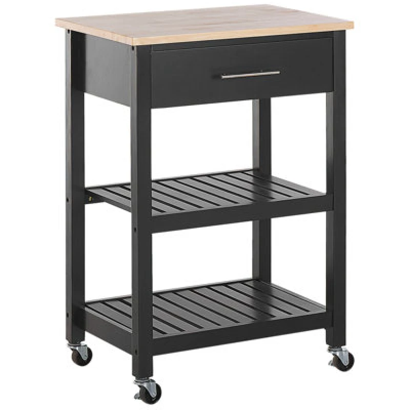 Image of Beliani Kitchen Trolley Hiuma Wood Black