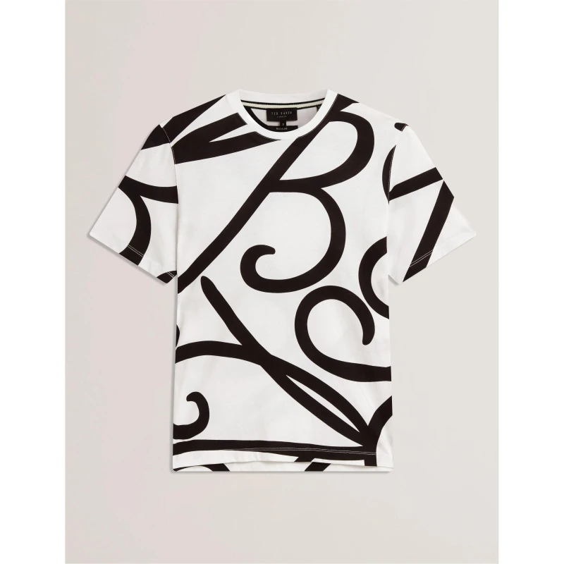 Image of Ted Baker Mens TB Script Regular Fit T-Shirt White male S (2)