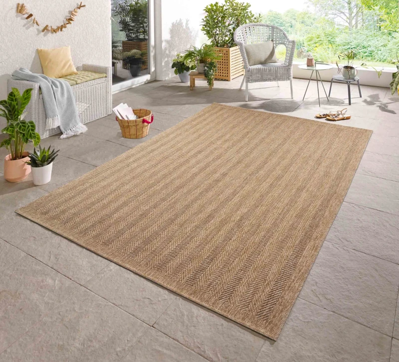 Image of Modern Herringbone Design Outdoor-Indoor Rugs Jute 200X290 Cm
