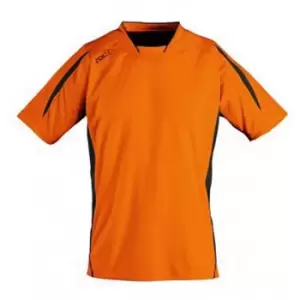 Image of SOLS Mens Maracana 2 Short Sleeve Football T-Shirt (XXL) (Orange/Black)