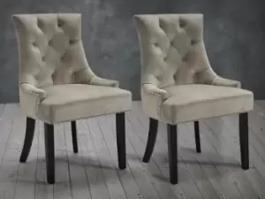 Image of LPD Morgan Set of 2 Beige Velvet Fabric Dining Chairs