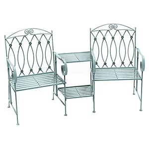 Image of Charles Bentley Wrought Iron Companion Seat Sage Green, Sage Green