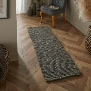 Image of Naturelle Whitefield 45x150cm Grey Handwoven Boucle Runner