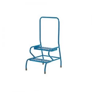 Image of FORT Stable Step Ladder with Painted Handrail 2 Steps Blue Capacity: 150 kg