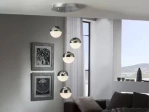 Image of Sphere Integrated LED Cluster Drop Ceiling Pendant Chrome