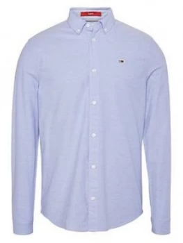 Image of Tommy Jeans Tjm Slim Stretch Fit Oxford Shirt - Perfume Blue