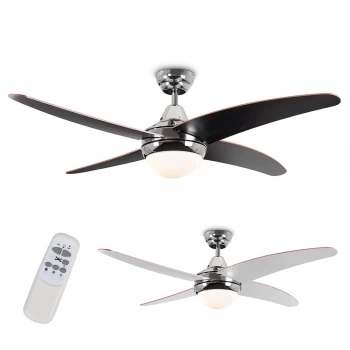 Image of Apache Chrome / Wood 48 Ceiling Fan With Remote Control