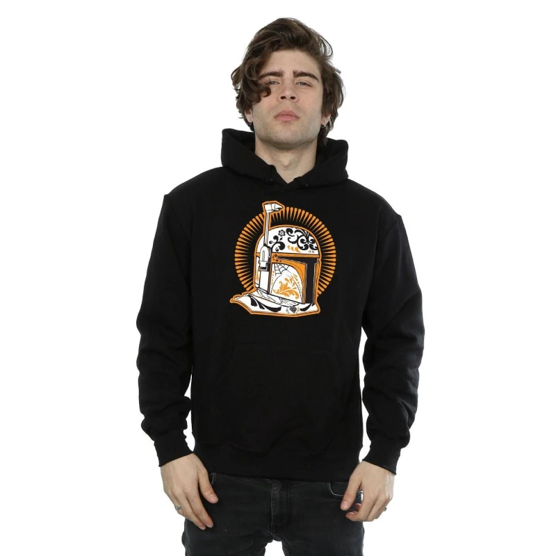 Image of Star Wars Star Wars Men Boba Fett Dia De Los Muertos Hoodie in Black Size: Small Black S Male 5057245907668