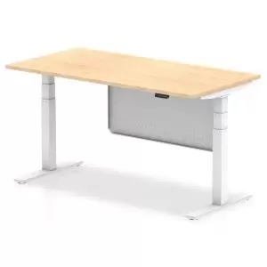 Image of Air 1600 x 800mm Height Adjustable Desk Maple Top White Leg With White