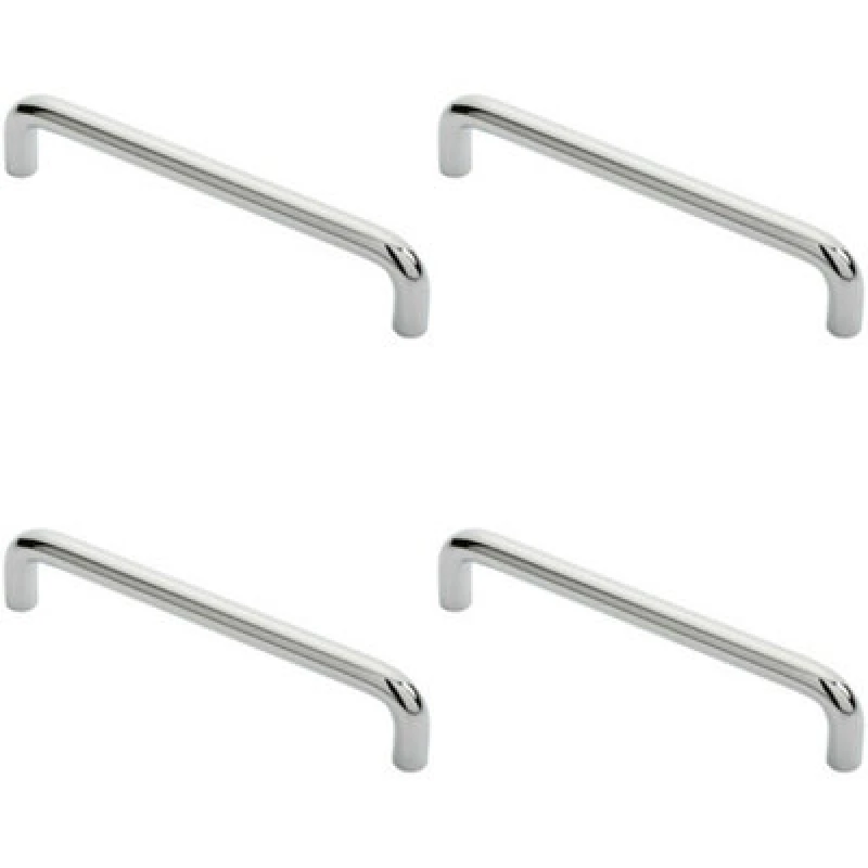 Image of Loops 4x Round D Bar Cabinet Pull Handle 138 x 10mm 128mm Fixing Centres Chrome Multi unisex