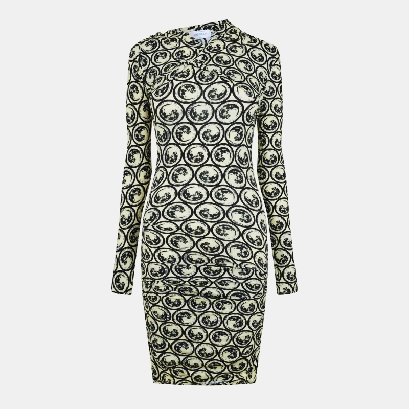 Image of Off White Womens Long Length Maxi Dress White/Black female 4 (3XS)