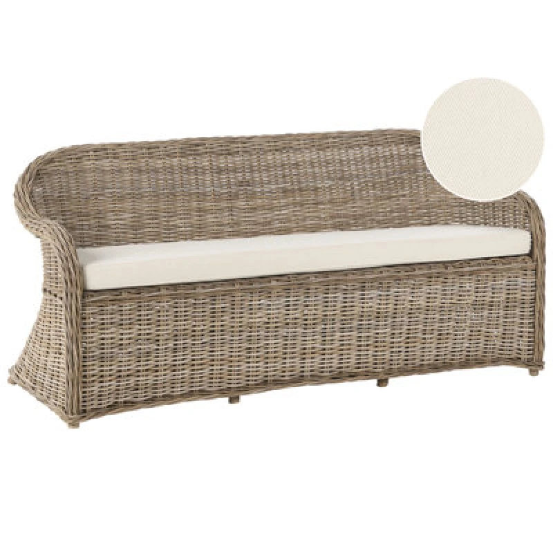 Image of Beliani Garden Bench With Cushion Susua 189cm Rattan Natural