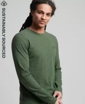 Image of Superdry Mens Organic Cotton Vintage Logo Embroidered Top Green / Khaki Jaspe - Size: S