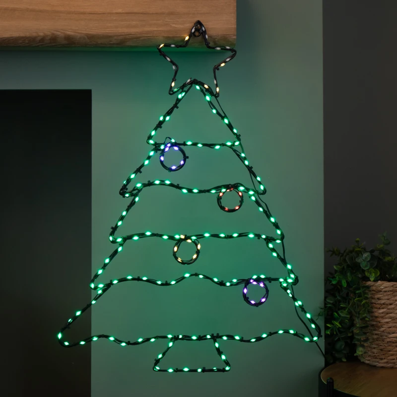 Image of 60cm x 46cm Light up FlexiBrights Christmas Tree Silhouette with 164 Multi-Coloured LEDs