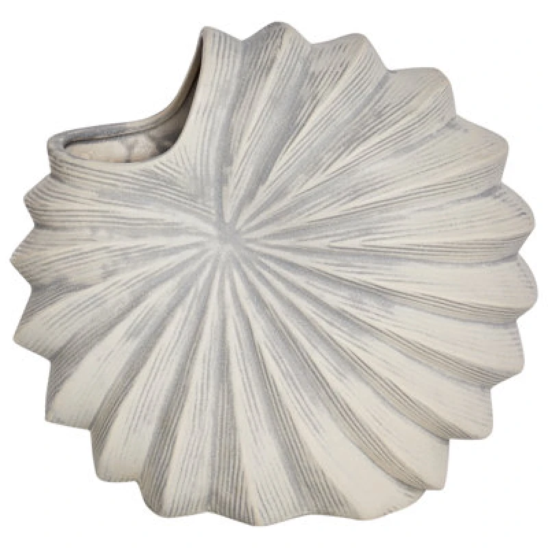 Image of Beliani Flower Vase Scup Stoneware 28cm Off-White