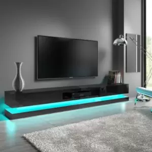 Image of Large Black Gloss TV Unit with LEDs - TVs up to 70 - Evoque