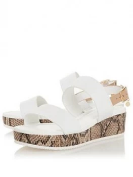 Image of Dune London Lennie Mix Material Flatform Low Wedge Sandal - White