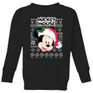 Image of Disney Classic Mickey Mouse Kids Christmas Sweatshirt - Black - 7-8 Years