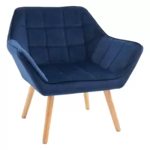 Image of HOMCOM Luxe Velvet-feel Accent Chair With Wide Arms Slanted Back Wood Legs Blue