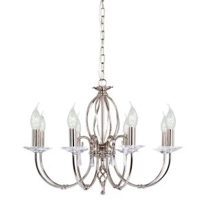 Image of 8 Light Chandelier Polished Nickel Finish, E14