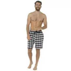 Image of Foxbury Mens Checked Lounge Shorts (Pack Of 2) (L) (Navy/Black)