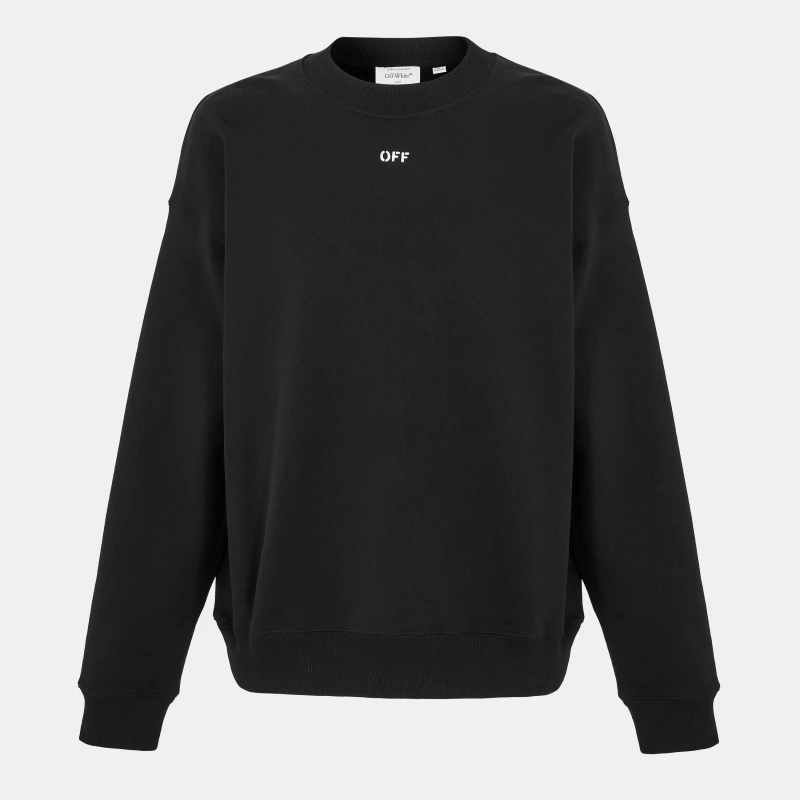 Image of Off White Mens Skate Contemporary Fit Crew Sweatshirt Black-White male XS