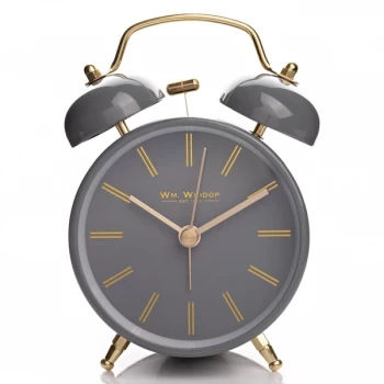 Image of Wm. Widdop Double Bell Alarm Clock - Dark Grey