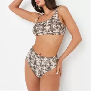 Image of Missguided Tall Printed High Waisted High Leg Bikini Bottoms - Multi
