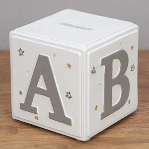 Image of Bambino White & Grey Money Box - ABC