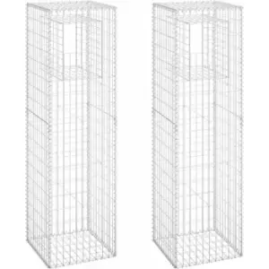 Image of Gabion Basket Posts 2 pcs 50x50x180cm Iron Vidaxl Silver