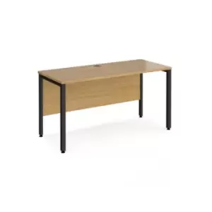Image of Office Desk 1400mm Rectangular Desk With Bench Leg Oak Tops With Black Frames 600mm Depth Maestro 25