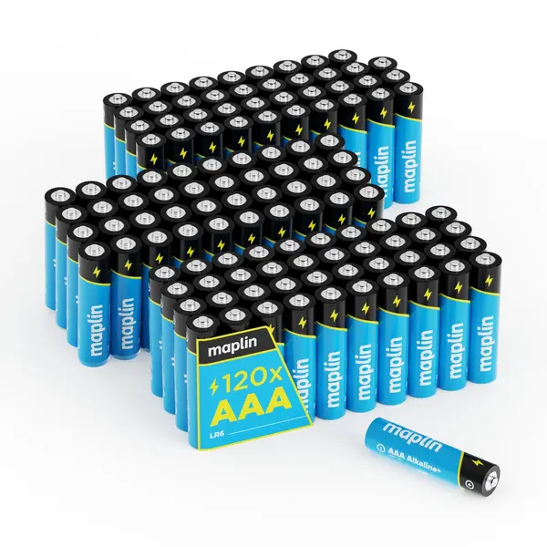 Image of Maplin Maplin AAA LR03 7 Year Shelf Life 1.5V High Performance Alkaline Batteries (Pack of 120) LR03X40x3