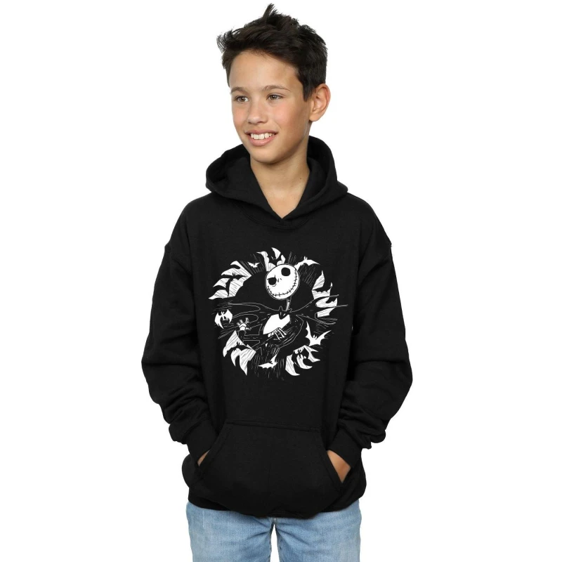 Image of Disney Nightmare Before Christmas Jack Bat Circle Hoodie Black male
