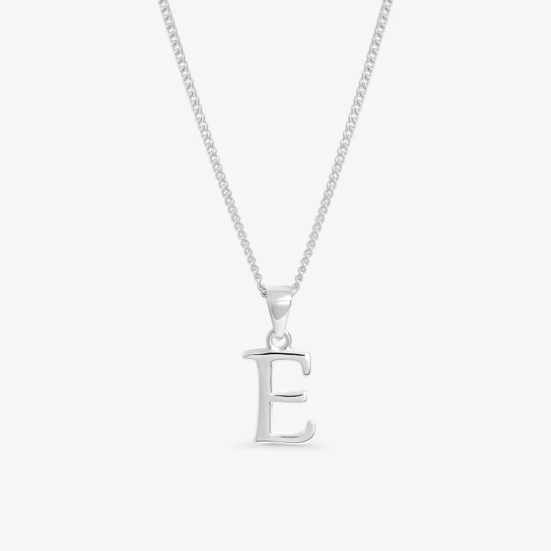 Image of Simply Silver Womens Sterling Silver 925 Initial Pendant - E Silver Female One Size