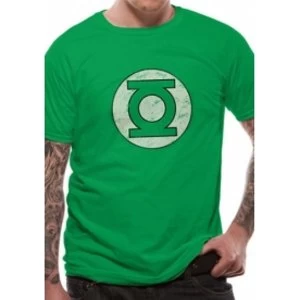 Image of Green Lantern Distressed Logo Mens XX-Large T-Shirt - Green