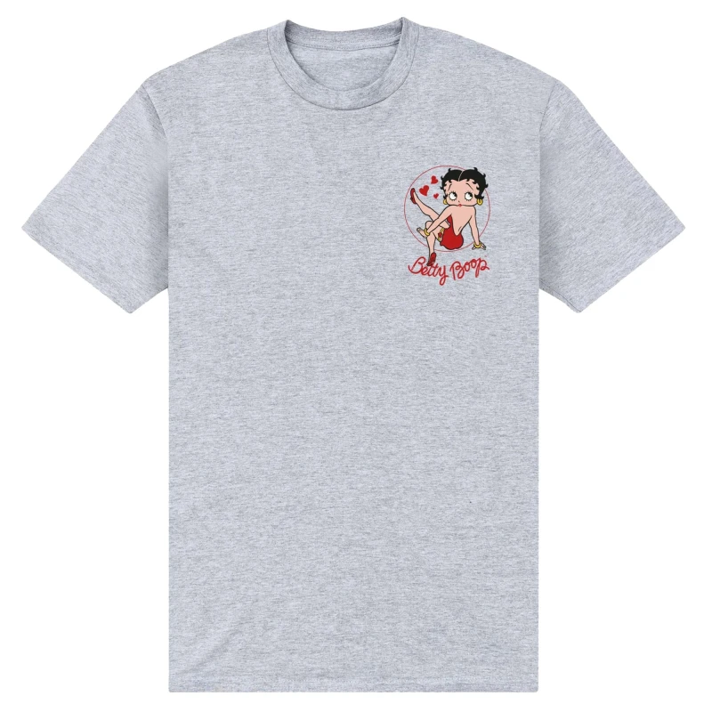 Image of Betty Boop Mens Strike A Pose T-Shirt in Grey Size: Small Grey Male S
