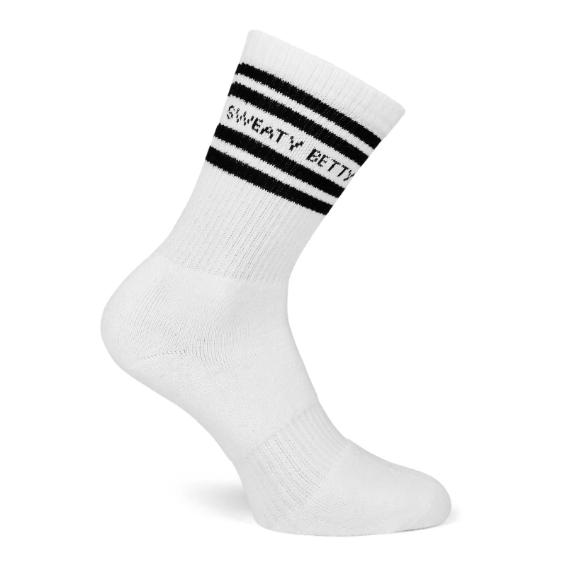 Image of Sweaty Betty Womens Varsity Slogan Crew Socks white Black female UK 2-5