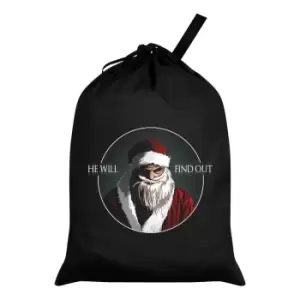 Image of Grindstore He Will Find Out Santa Sack (One Size) (Black/White/Red)