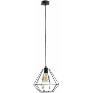 Image of Keter Lighting - Keter Faro Wire Frame Pendant Ceiling Light Black, 29cm, 1x E27
