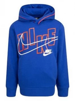 Image of Nike Younger Boys Logo Graphic Pullover Hoodie - Blue, Size 2-3 Years