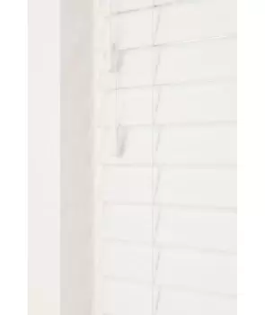 Image of Serene 50mm Fine Grain Slatted Faux Wood Venetian Blinds with Strings 130cm Drop