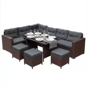 Image of Rattan Corner Set - Brown - Brown