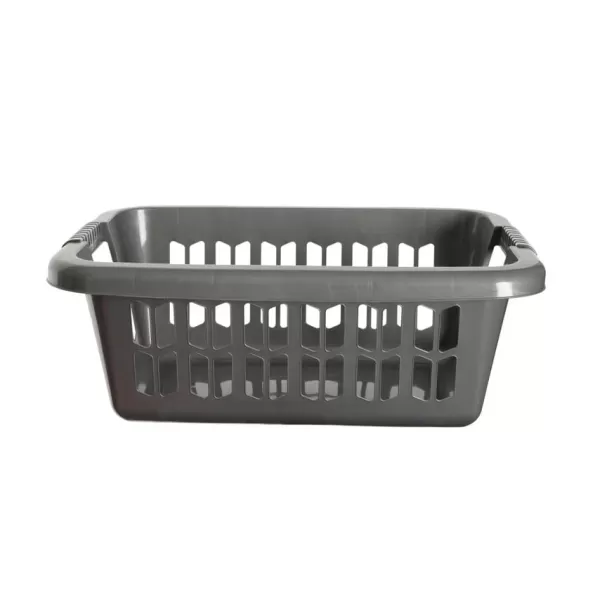 Image of Whitefurze Easy Grip Rectangular Laundry Basket, Silver