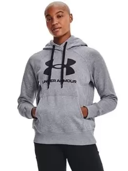 Image of Under Armour UA Rival Fleece Logo Hoodie - Grey/Black, Grey/Black, Size S, Women